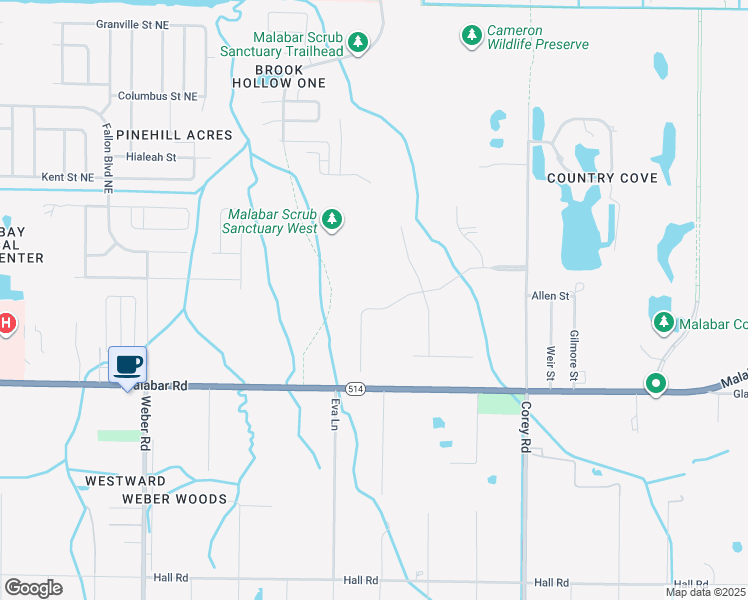 map of restaurants, bars, coffee shops, grocery stores, and more near 1364 Absaroka Lane in Malabar