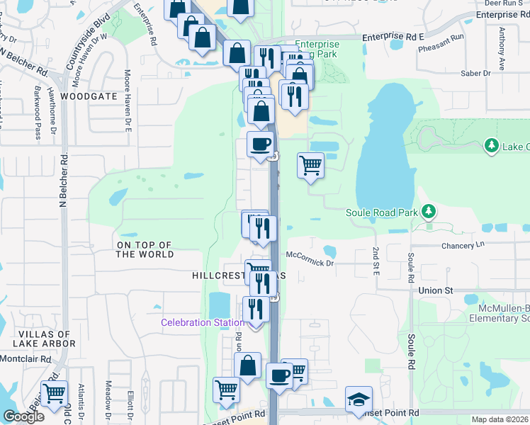 map of restaurants, bars, coffee shops, grocery stores, and more near in Clearwater