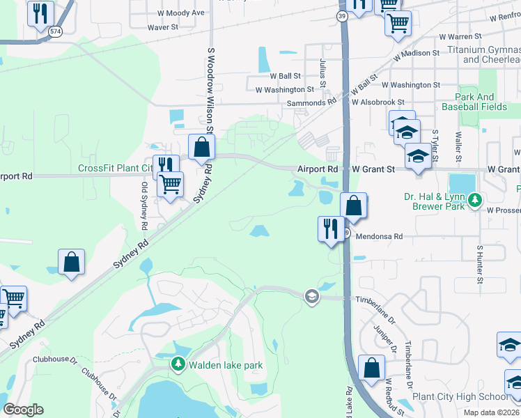 map of restaurants, bars, coffee shops, grocery stores, and more near 1430 Plantation Circle in Plant City