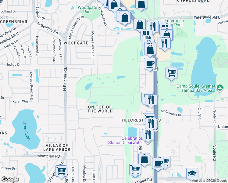 map of restaurants, bars, coffee shops, grocery stores, and more near 2459 Franciscan Drive in Clearwater