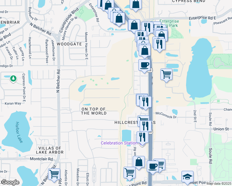 map of restaurants, bars, coffee shops, grocery stores, and more near 2469 Franciscan Drive in Clearwater