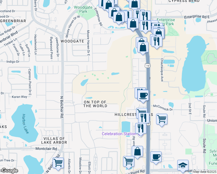 map of restaurants, bars, coffee shops, grocery stores, and more near 2458 Florentine Way in Clearwater