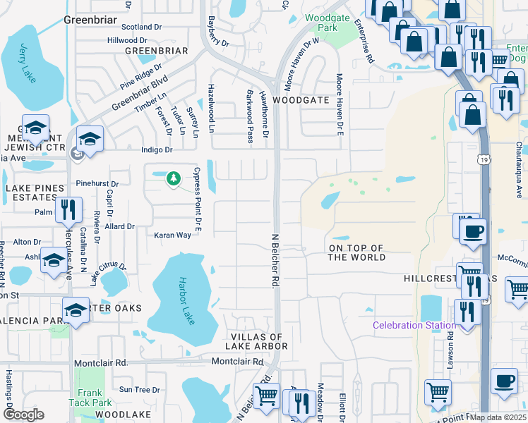 map of restaurants, bars, coffee shops, grocery stores, and more near 2293 Swedish Drive in Clearwater
