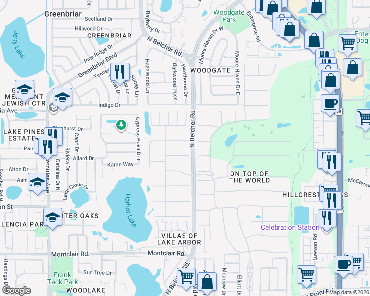 map of restaurants, bars, coffee shops, grocery stores, and more near 2293 Swedish Drive in Clearwater