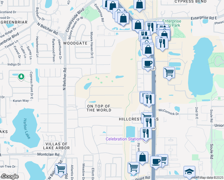 map of restaurants, bars, coffee shops, grocery stores, and more near 2458 Florentine Way in Clearwater
