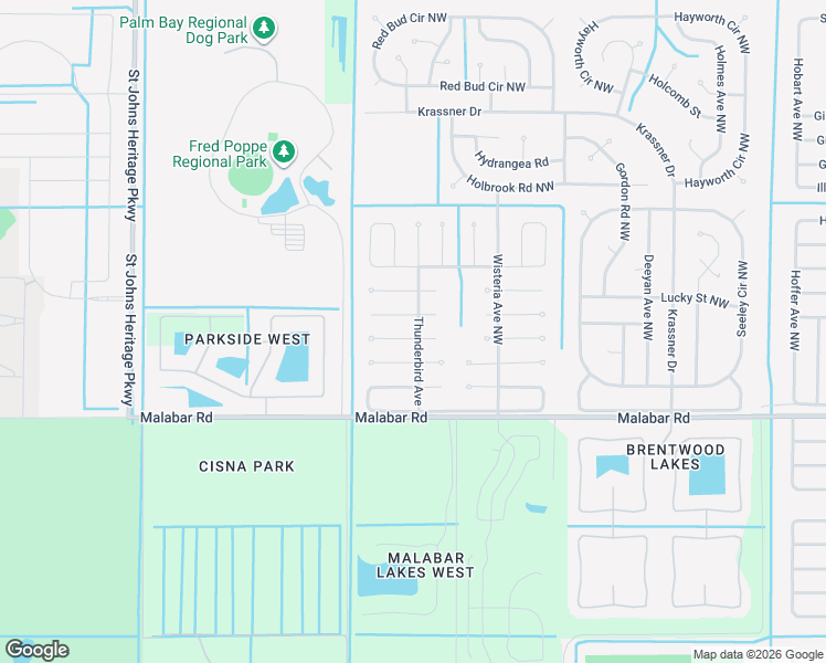 map of restaurants, bars, coffee shops, grocery stores, and more near 1841 Cajeput Court Northwest in Palm Bay