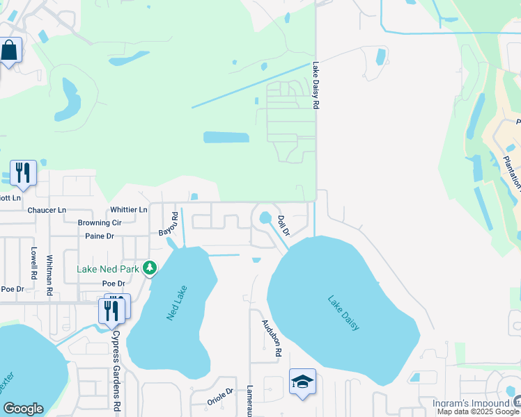map of restaurants, bars, coffee shops, grocery stores, and more near 408 Coleman Road in Winter Haven