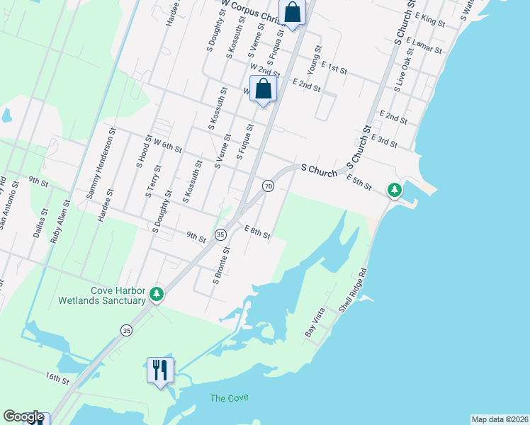 map of restaurants, bars, coffee shops, grocery stores, and more near 2102 Young Street in Rockport
