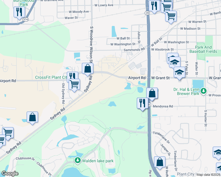 map of restaurants, bars, coffee shops, grocery stores, and more near 1516 Plantation Grove Court in Plant City