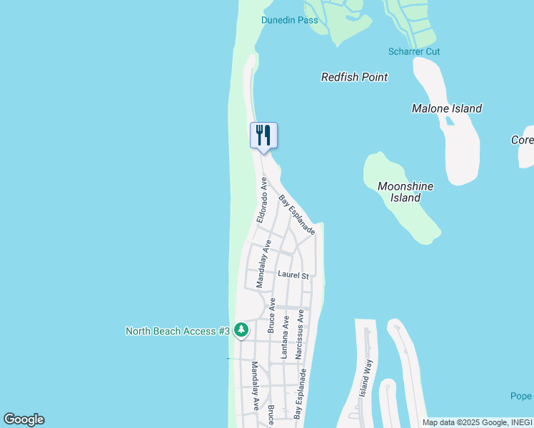 map of restaurants, bars, coffee shops, grocery stores, and more near 1015 Mandalay Avenue in Clearwater