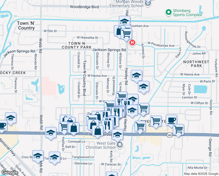 map of restaurants, bars, coffee shops, grocery stores, and more near 6021 Mornay Drive in Tampa