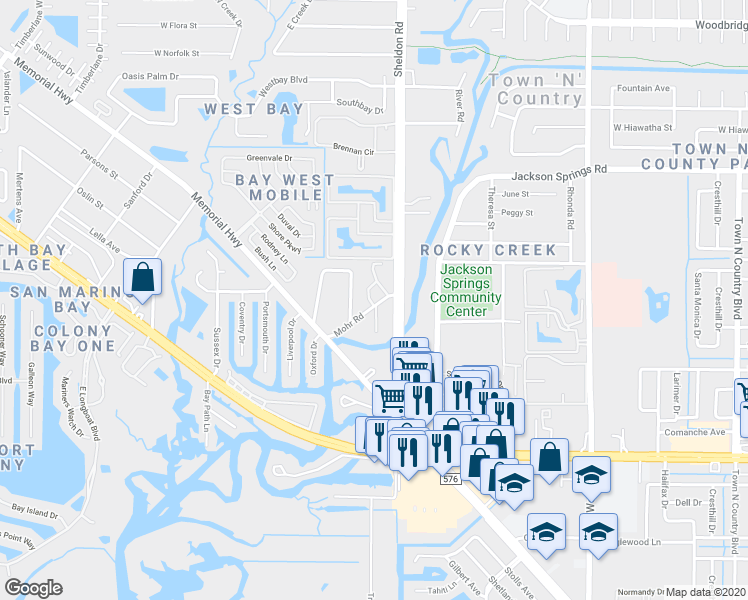 map of restaurants, bars, coffee shops, grocery stores, and more near 5931 Mohr Road in Tampa
