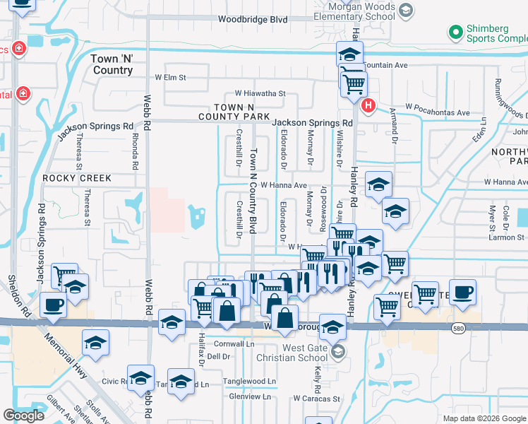 map of restaurants, bars, coffee shops, grocery stores, and more near 6007 Murray Hill Drive in Tampa