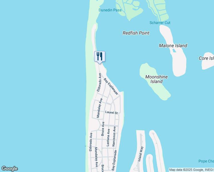 map of restaurants, bars, coffee shops, grocery stores, and more near 1031 Mandalay Avenue in Clearwater