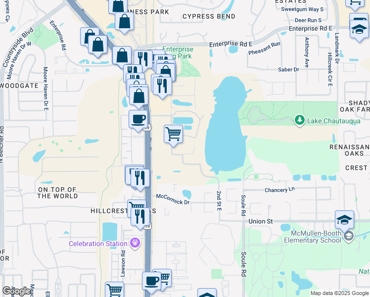map of restaurants, bars, coffee shops, grocery stores, and more near 2667 Lakebreeze Lane in Clearwater