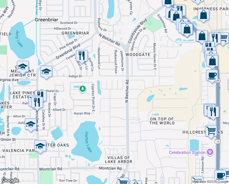 map of restaurants, bars, coffee shops, grocery stores, and more near 2294 Belgian Lane in Clearwater