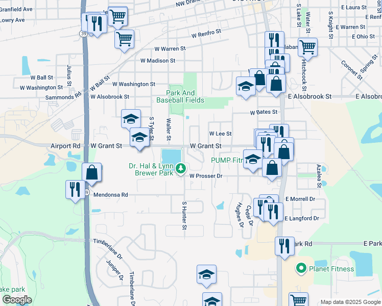 map of restaurants, bars, coffee shops, grocery stores, and more near 1307 Spanish Oak Lane in Plant City