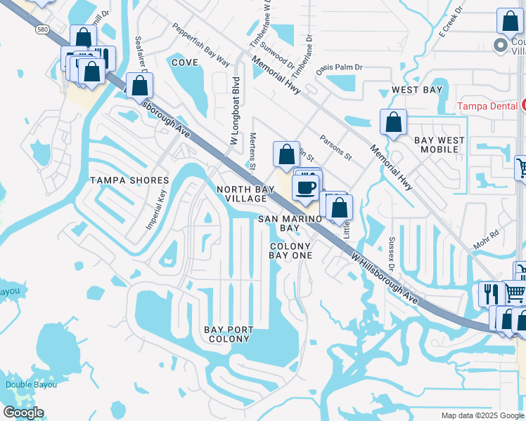 map of restaurants, bars, coffee shops, grocery stores, and more near b7 Newtown Circle in Town 'n' Country
