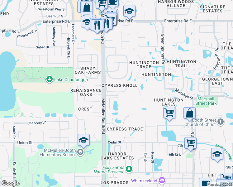 map of restaurants, bars, coffee shops, grocery stores, and more near 2370 Messenger Circle in Safety Harbor