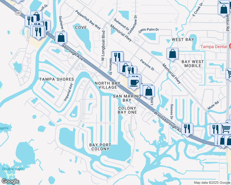 map of restaurants, bars, coffee shops, grocery stores, and more near b7 Newtown Circle in Town 'n' Country