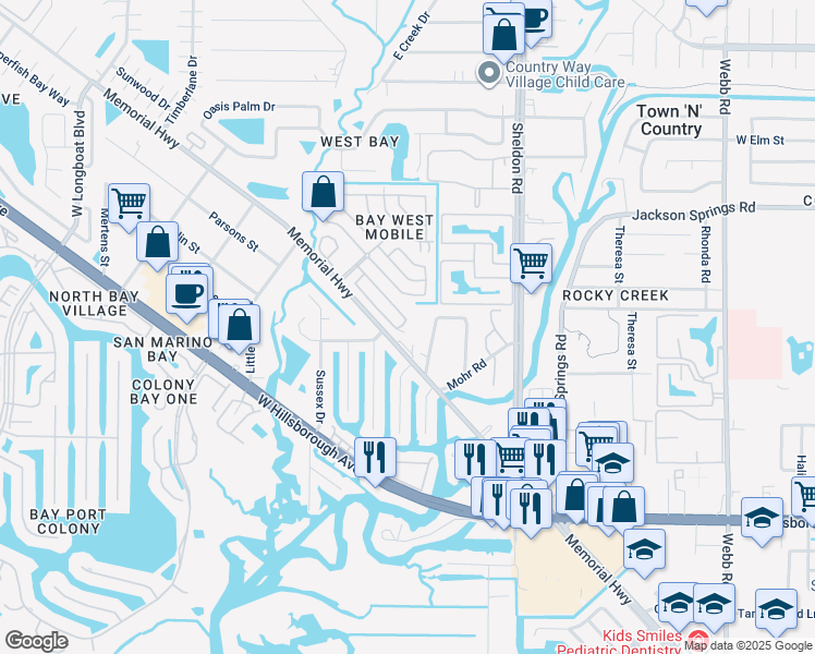 map of restaurants, bars, coffee shops, grocery stores, and more near 5822 Mohr Loop in Tampa