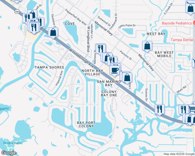 map of restaurants, bars, coffee shops, grocery stores, and more near b7 Newtown Circle in Town 'n' Country