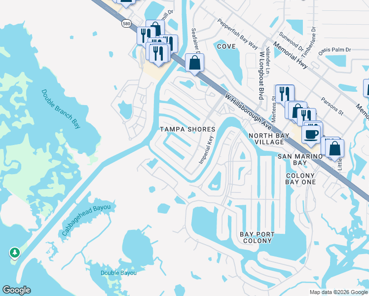 map of restaurants, bars, coffee shops, grocery stores, and more near 10714 Donbrese Avenue in Tampa