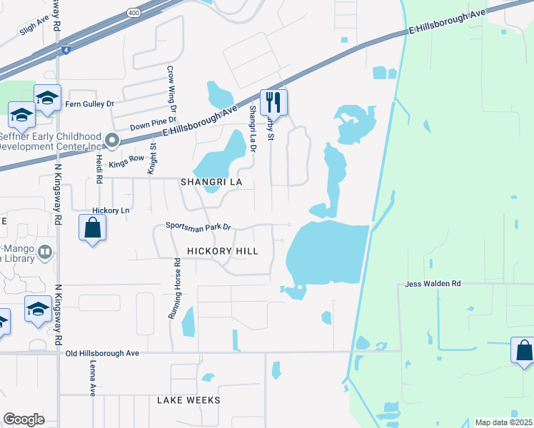 map of restaurants, bars, coffee shops, grocery stores, and more near 701 Old Darby Street in Seffner