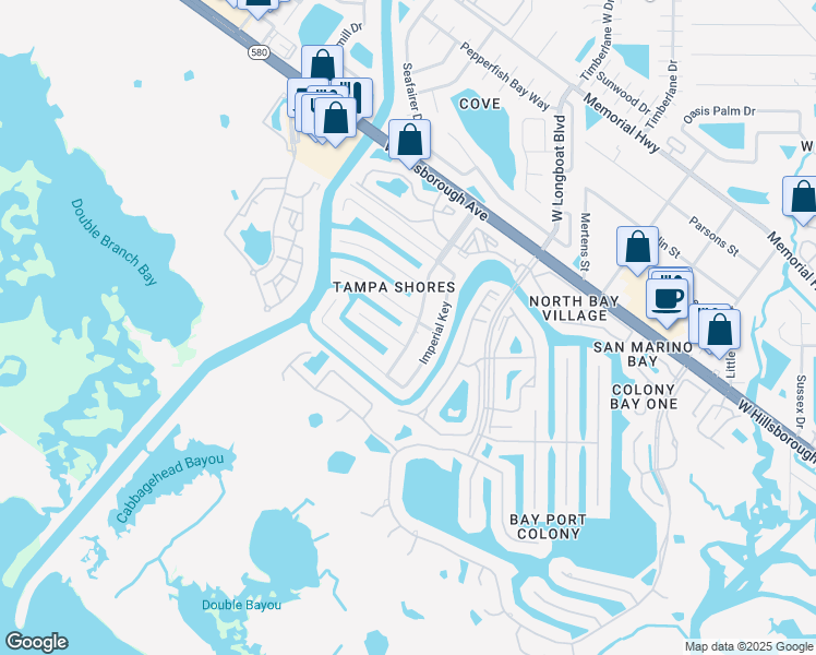 map of restaurants, bars, coffee shops, grocery stores, and more near 5906 Tampa Shores Boulevard in Tampa