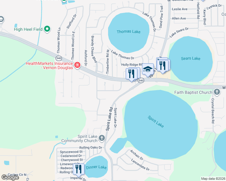 map of restaurants, bars, coffee shops, grocery stores, and more near 4217 Shadow Wood Drive in Winter Haven