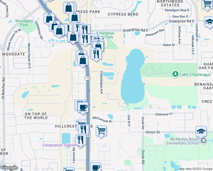 map of restaurants, bars, coffee shops, grocery stores, and more near 2667 Lakebreeze Lane in Clearwater