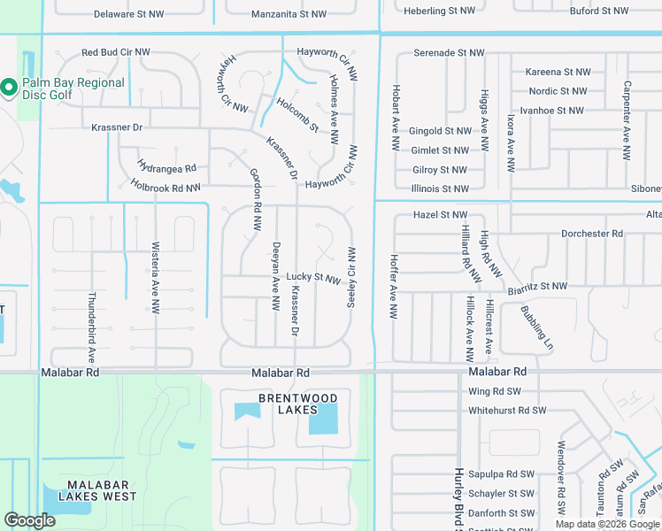 map of restaurants, bars, coffee shops, grocery stores, and more near 1420 Grand Court Northwest in Palm Bay