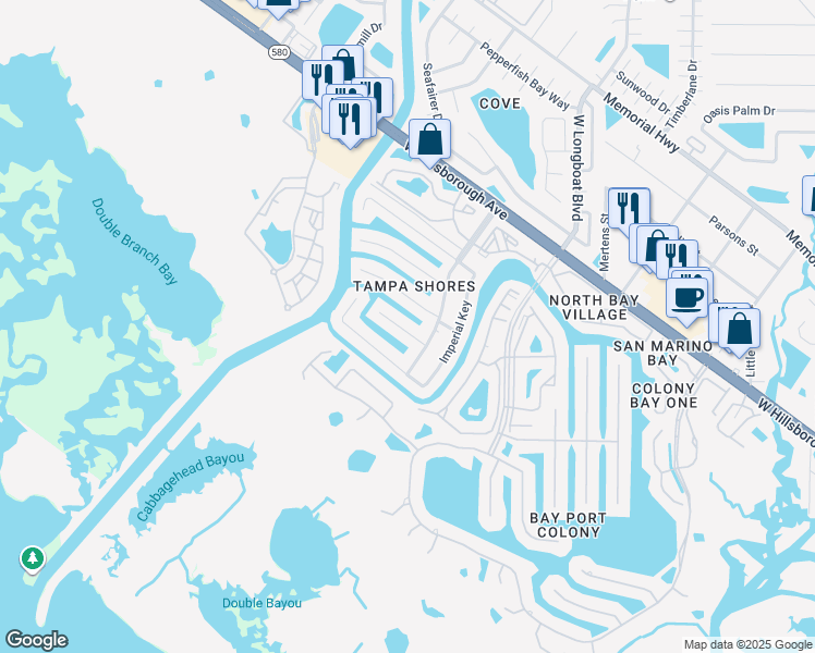 map of restaurants, bars, coffee shops, grocery stores, and more near 10714 Donbrese Avenue in Tampa