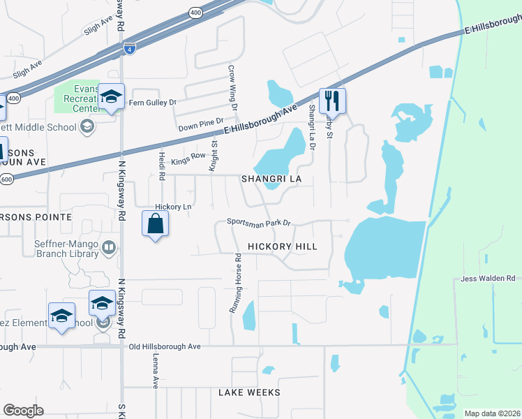 map of restaurants, bars, coffee shops, grocery stores, and more near 521 Rooks Road in Seffner