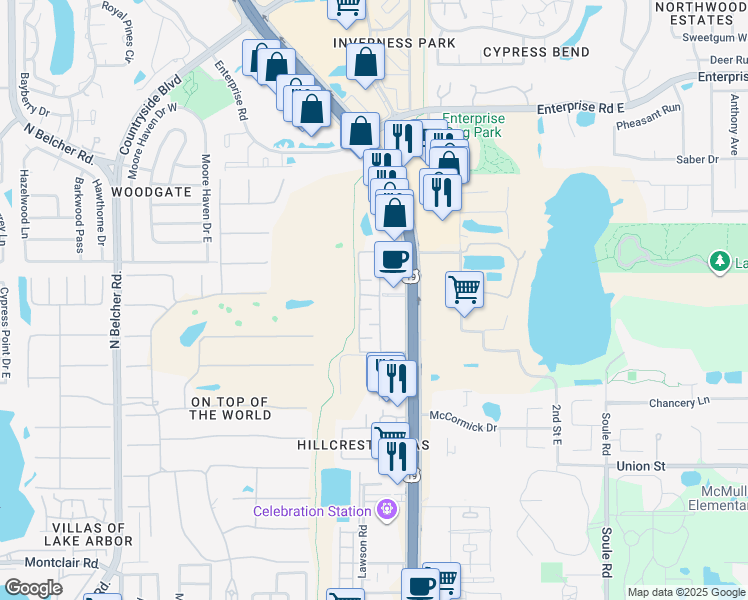 map of restaurants, bars, coffee shops, grocery stores, and more near 26 Unnaimed in Clearwater