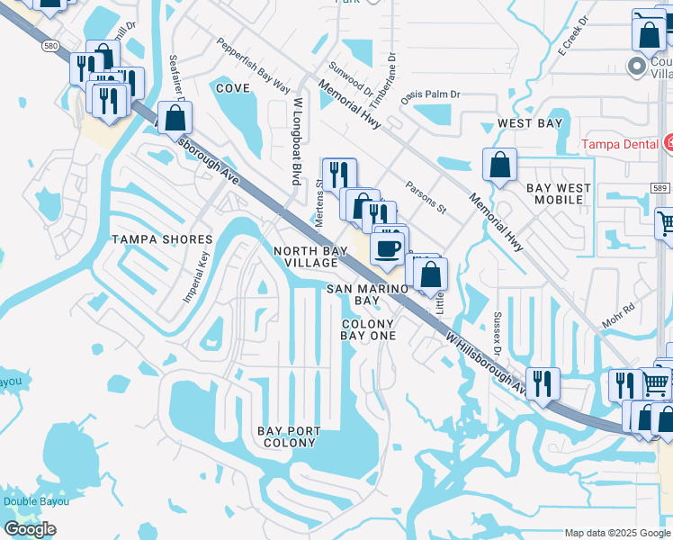 map of restaurants, bars, coffee shops, grocery stores, and more near b7 Newtown Circle in Town 'n' Country