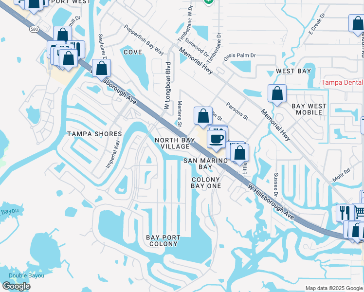 map of restaurants, bars, coffee shops, grocery stores, and more near b7 Newtown Circle in Town 'n' Country