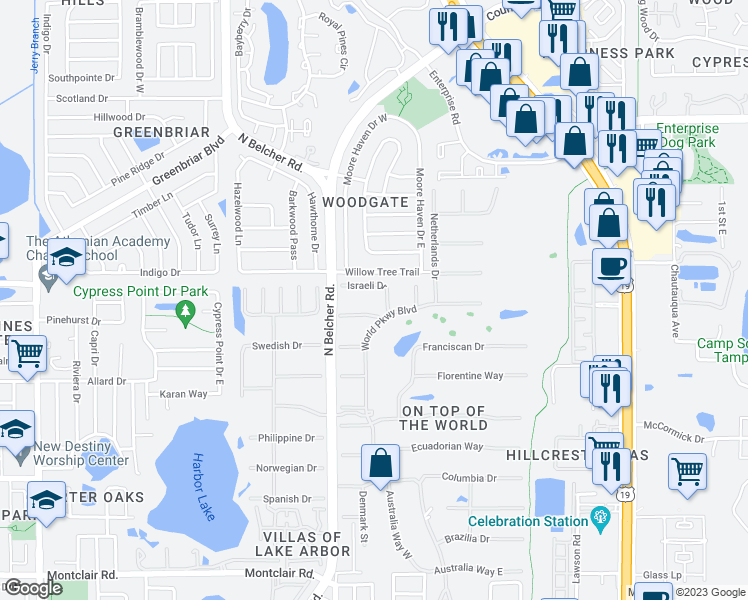 map of restaurants, bars, coffee shops, grocery stores, and more near 2362 Jamaican Street in Clearwater