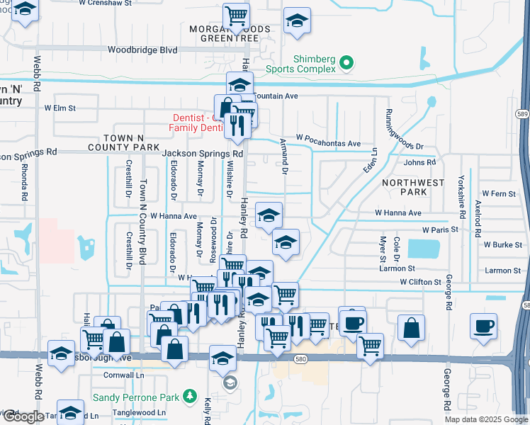 map of restaurants, bars, coffee shops, grocery stores, and more near 7320 Sereno Court in Tampa