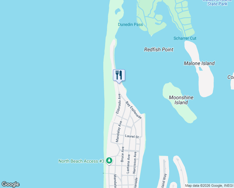 map of restaurants, bars, coffee shops, grocery stores, and more near 1076 Mandalay Point Road in Clearwater