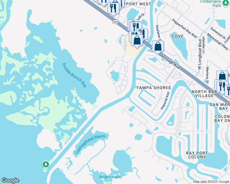 map of restaurants, bars, coffee shops, grocery stores, and more near 6512 Marina Pointe Drive in Tampa