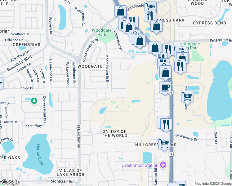 map of restaurants, bars, coffee shops, grocery stores, and more near 2417 Persian Drive in Clearwater