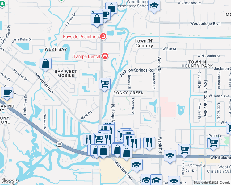 map of restaurants, bars, coffee shops, grocery stores, and more near 8523 Patsy Street in Tampa