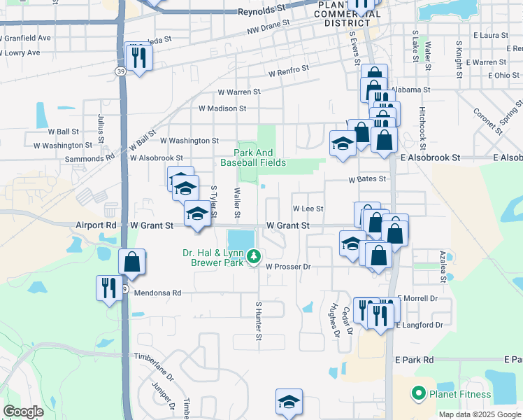 map of restaurants, bars, coffee shops, grocery stores, and more near 1209 Spanish Oak Lane in Plant City