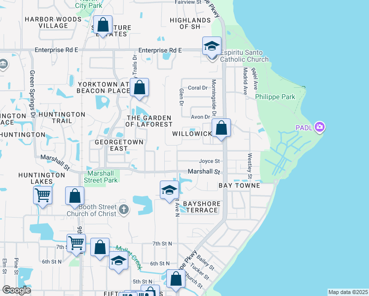 map of restaurants, bars, coffee shops, grocery stores, and more near 195 Irwin Street in Safety Harbor