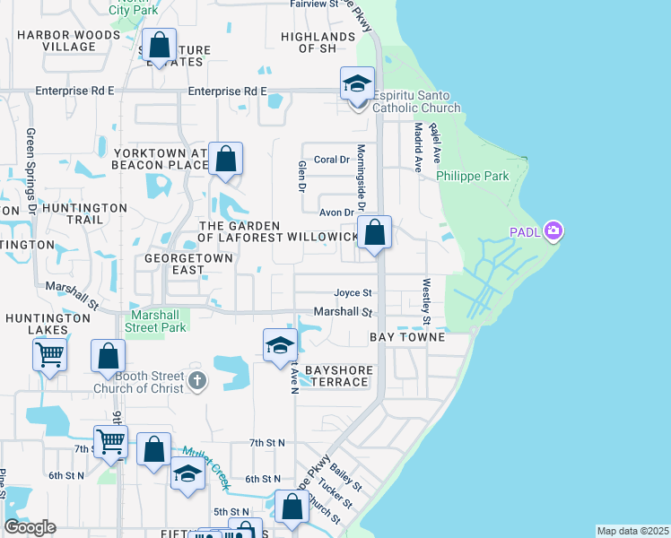 map of restaurants, bars, coffee shops, grocery stores, and more near in Safety Harbor