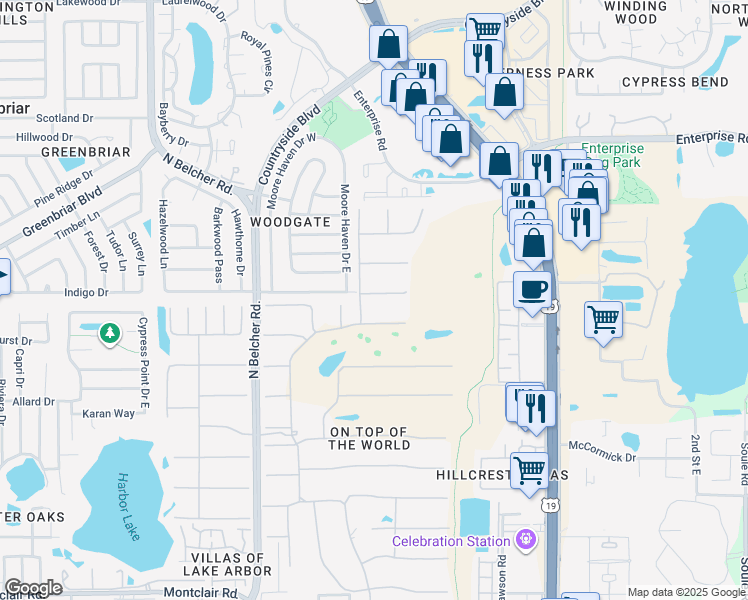 map of restaurants, bars, coffee shops, grocery stores, and more near 2427 Rhodesian Drive in Clearwater