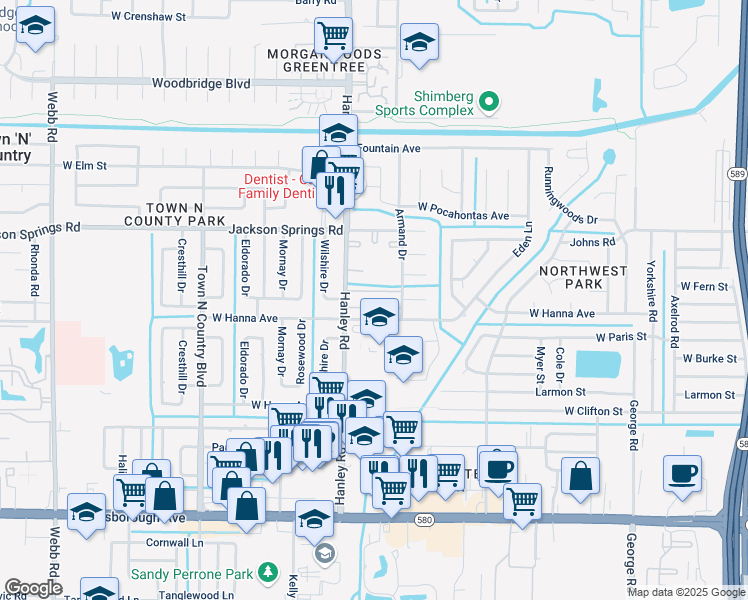 map of restaurants, bars, coffee shops, grocery stores, and more near 7320 Sereno Court in Tampa