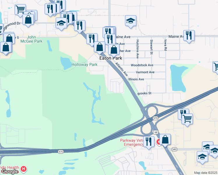 map of restaurants, bars, coffee shops, grocery stores, and more near 3352 South Combee Road in Lakeland