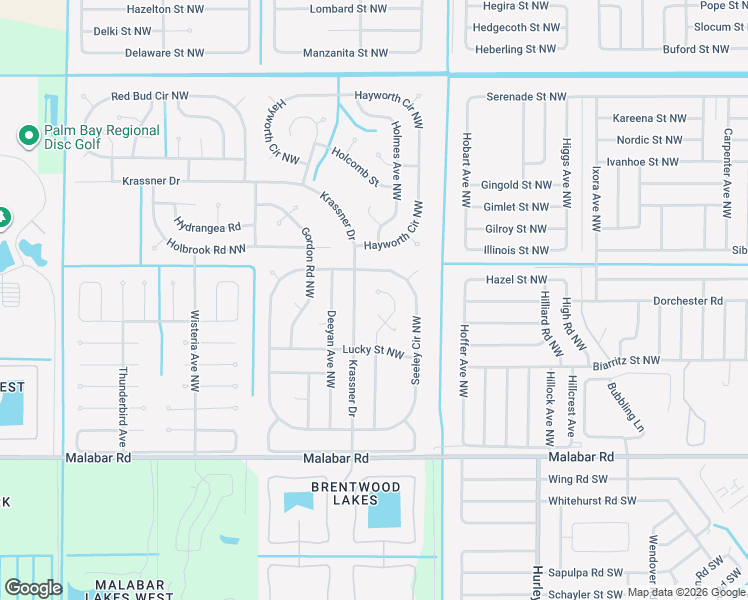 map of restaurants, bars, coffee shops, grocery stores, and more near 265 Krassner Drive in Palm Bay